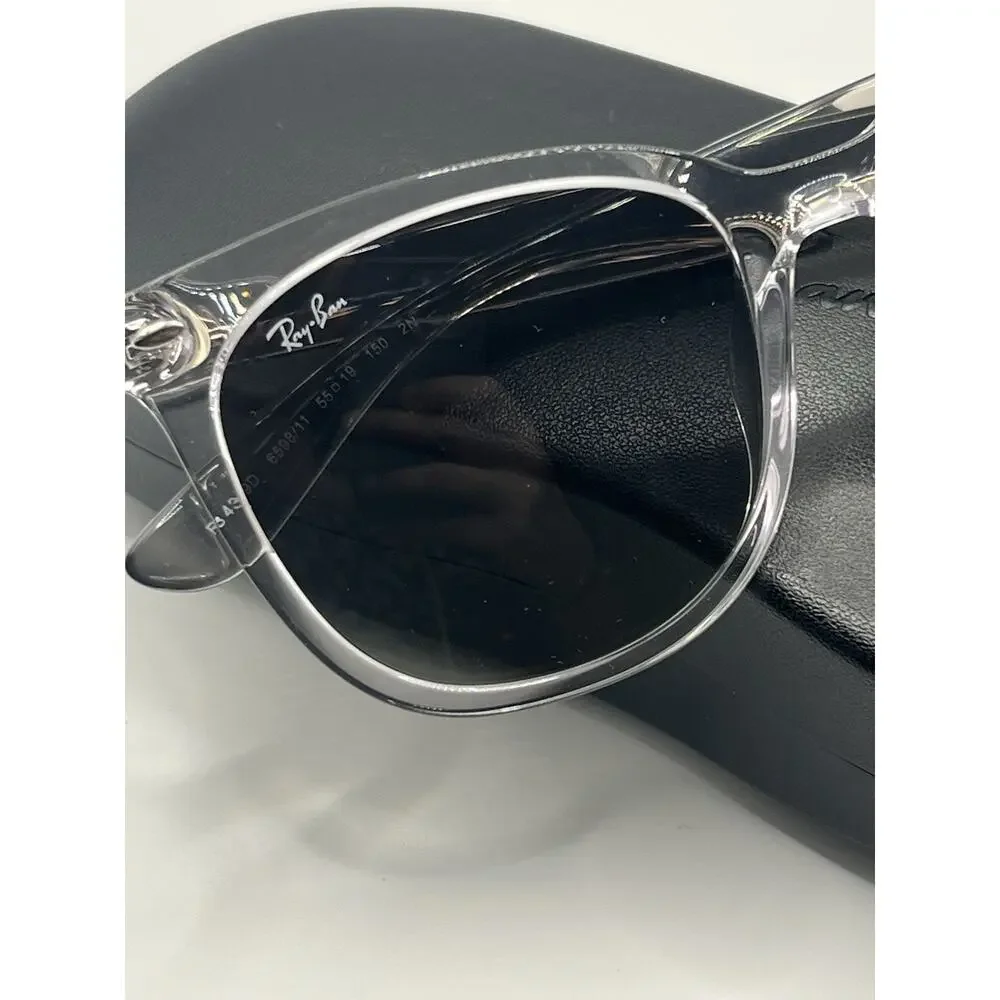 Ray-Ban Sunglasses Polished Crystal Gray Tinted RB 4379D 6598/11 55mm with Case